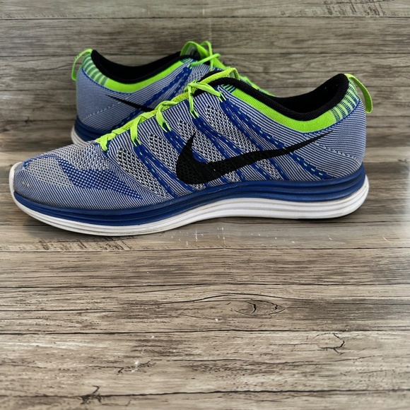 Nike FlyKnit Lunar 1 Mens Running Shoes Blue Green Lace Up 554887-401 Size 14 - Picture 8 of 11